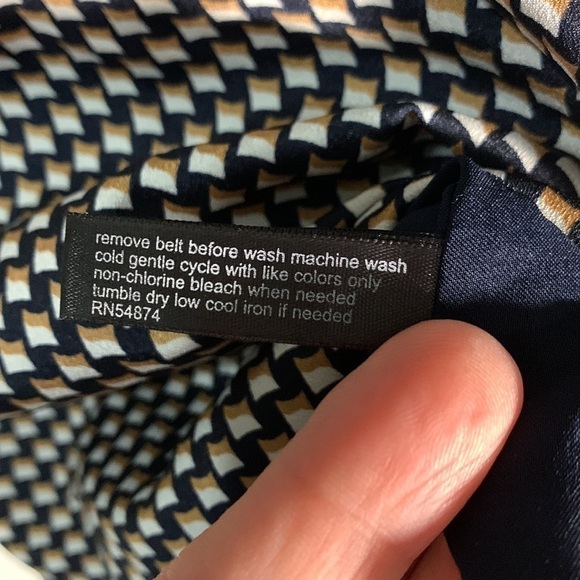 The Limited Petite navy with a white and gold square motif mid-length dress - Picture 12 of 12